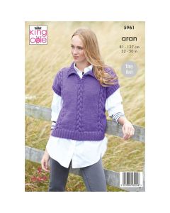 Knitting Pattern Ladies Sweater and Tank in King Cole Wool Aran 5961 