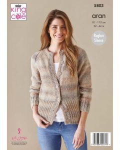 King Cole Acorn Aran Cardigan Sweater and Headband Pattern 5803 81-112cm