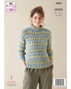 King Cole Acorn Aran Jacket and Sweater Pattern 5804 81-112cm