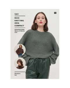 Rico Knitting Pattern Ladies Sweater in Baby Alpaca Aran KIC 1221 81-107cm