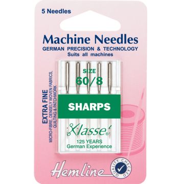 Sewing Machine Needles Sharp/Micro  Extra Fine 60/8