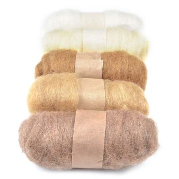 Felting Fibre Wool Asstd 20g 5 Rolls Browns 1 100g