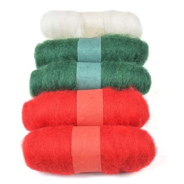 Felting Fibre Wool Asstd 20g 5 Rolls Xmas 100g