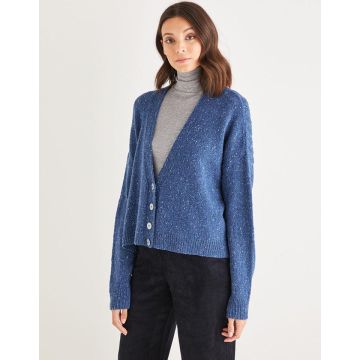 Sirdar Haworth Tweed Womens Mock Cable V-neck Cardigan 10147 