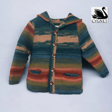 Childs Hoodie CY1800 in Cygnet Colour Rush DK Knitting Pattern Kit