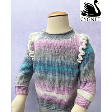 Cygnet Colour Rush DK Girls Frills Sweater CY1804 Knitting Pattern Kit 