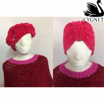 Cygnet Jellybaby Glitter CY1437 Beret and Headband Knitting Pattern Kit
