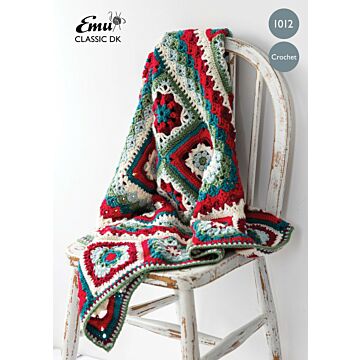 Emu Classic DK Christmas Folk Blanket 1012 Crochet Pattern  One Size
