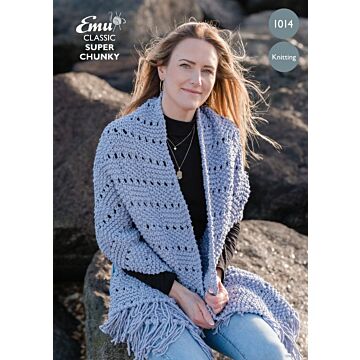 Emu Classic Super Chunky Cosy Winter Shawl 1014 Knitting Pattern PDF  One Size