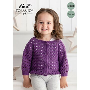 Emu Treasure DK Baby Lace Cardigan 2008 Crochet Pattern PDF  6 to 24 Months