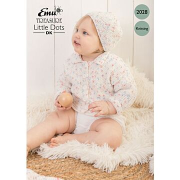 Emu Treasure Little Dots DK Baby Jacket, Hat & Blanket 2028 Knitting Pattern  To Fit Chest 22 - 26"