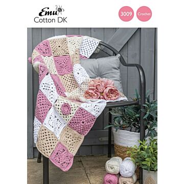 Emu Cotton DK Rose Garden Blanket 3009 Crochet Pattern  One Size