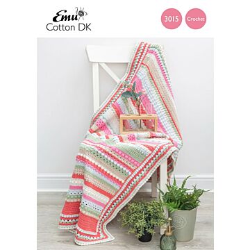 Emu Cotton DK Flower Fields Blanket 3015 Crochet Pattern PDF  One Size