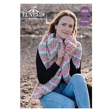 Emu Funfair Swirl DK Ladies Colourwave Lace Shawl 4005 Knitting Pattern PDF  One Size