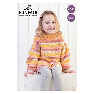 Emu Funfair Swirl DK Child's Striped Guernsey Sweater 4008 Knitting Pattern  3 to 6 Years