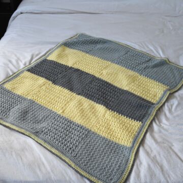 Patchwork Striped Baby Blanket Crochet Pattern by Val Pierce in WoolBox Imagine Anti-Pilling DK