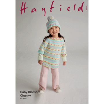 Hayfield Baby Blossom Chunky Poncho & Hat 5570 Knitting Pattern Kit