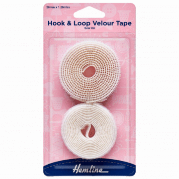 Hemline Hook & Loop Dots: Sew-In White 20mm x 1.25m1.35yds