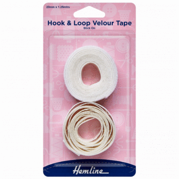 Hemline Hook & Loop Dots: Self Adhesive White 20mm x 1.25m1.35yds