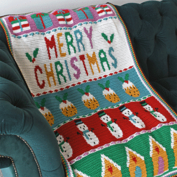 Merry Christmas Blanket Crochet Pattern Kit in WoolBox Imagine Classic DK by EmKatCrochet