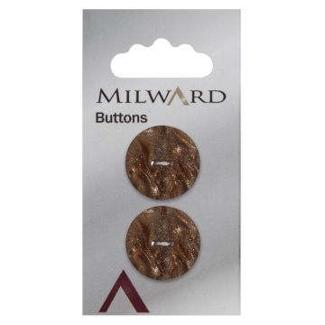 Milward Carded Buttons Round Marble Shimmer 2 Hole Copper 22mm Pack of 2