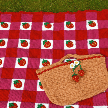 Strawberry Summer Blanket & Picnic Bag Crochet Pattern by Zoe Potrac in WoolBox Imagine Classic DK
