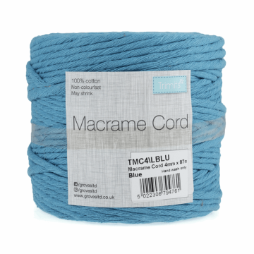 Reel of Macrame Cotton Cord Blue 87m x 4mm